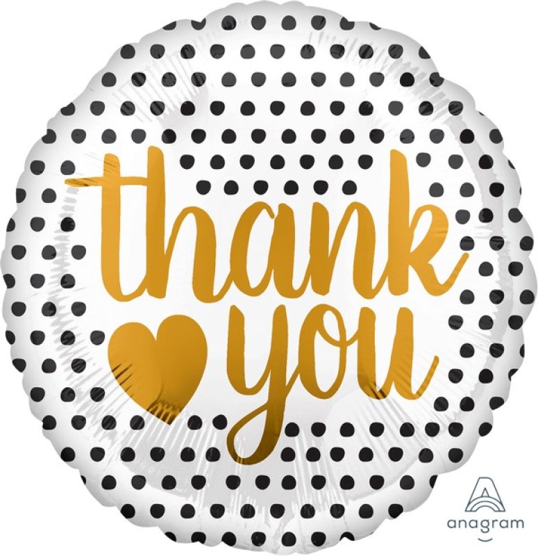 Thank You Modern Dots & Gold Heart balloon