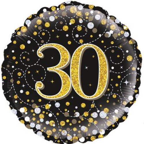 30th Birthday Sparkling Fizz Black & Gold
