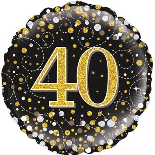 40th Birthday Sparkling Fizz Black & Gold