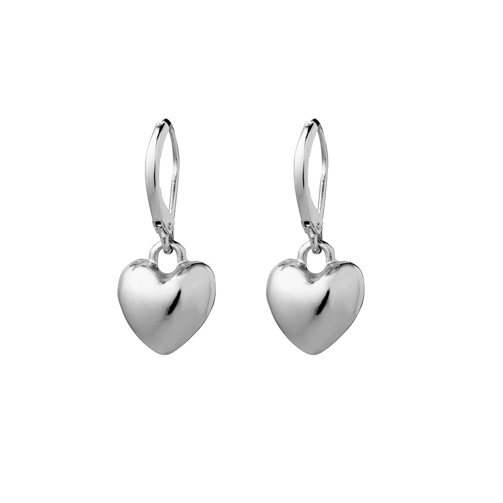 Leaver back puff heart earrings