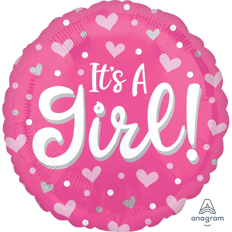 It's A Girl Hearts & Dots balloon