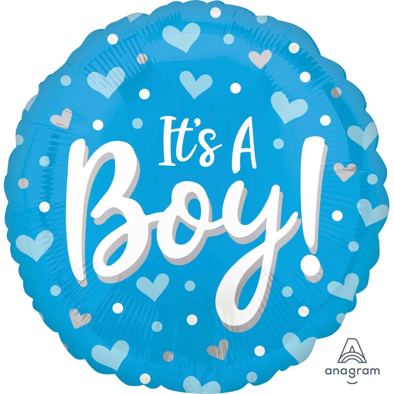 It's A Boy Hearts & Dots balloon