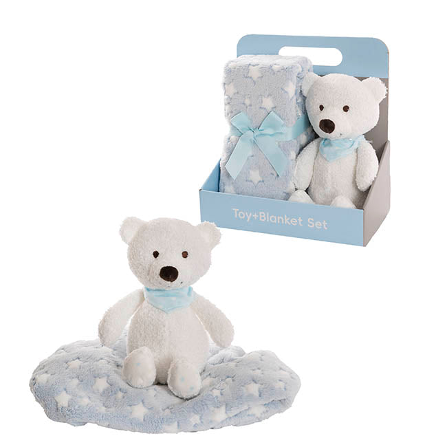 Teddy Bear Gift Pack Bear and Blanket Blue