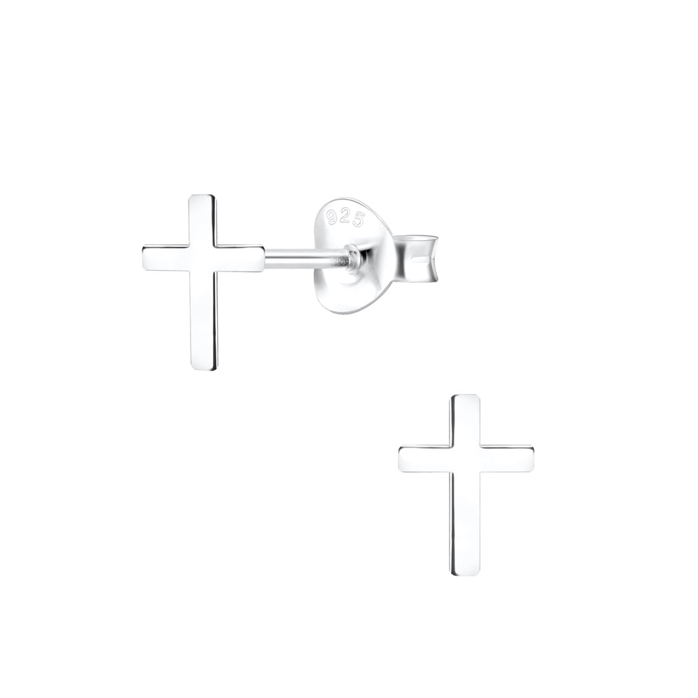 Silver children’s cross stud earrings