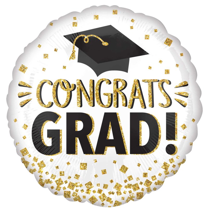 Congrats GRAD Gold Glitter Balloon