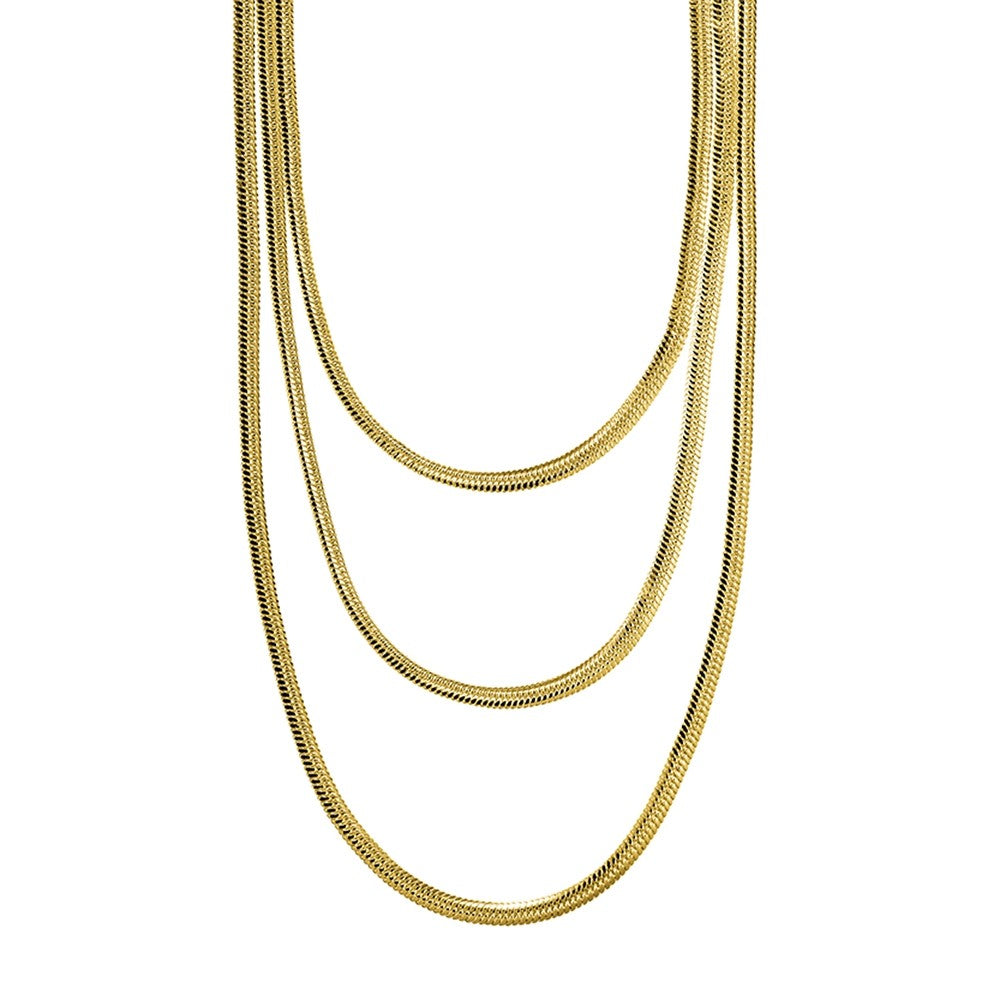 3 layer flat snake chain necklace