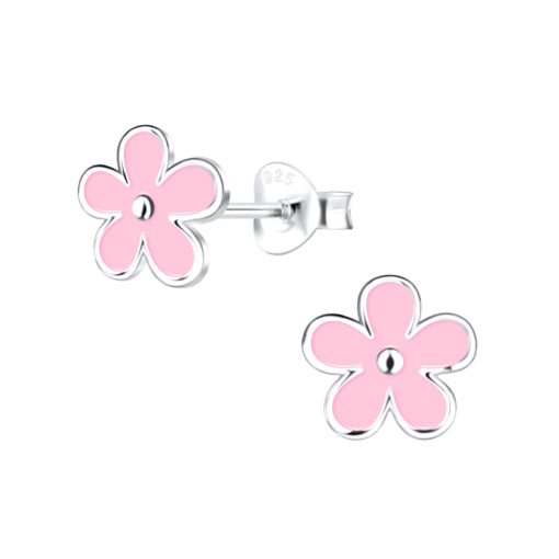 silver children’s flower stud earrings