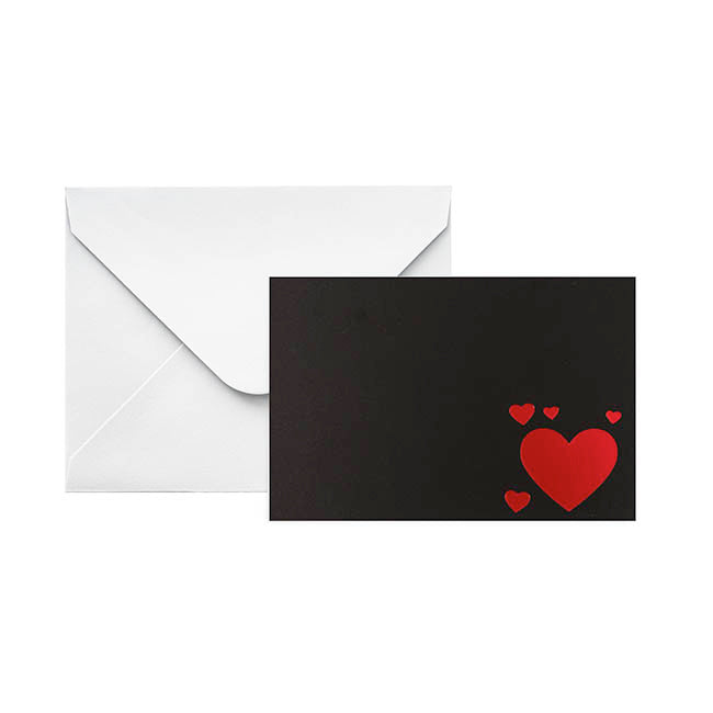 Red Foil Black Card & Envelope Hearts