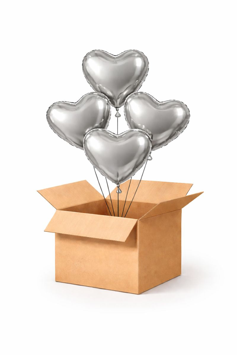 Silver Heart Balloons Bouquet