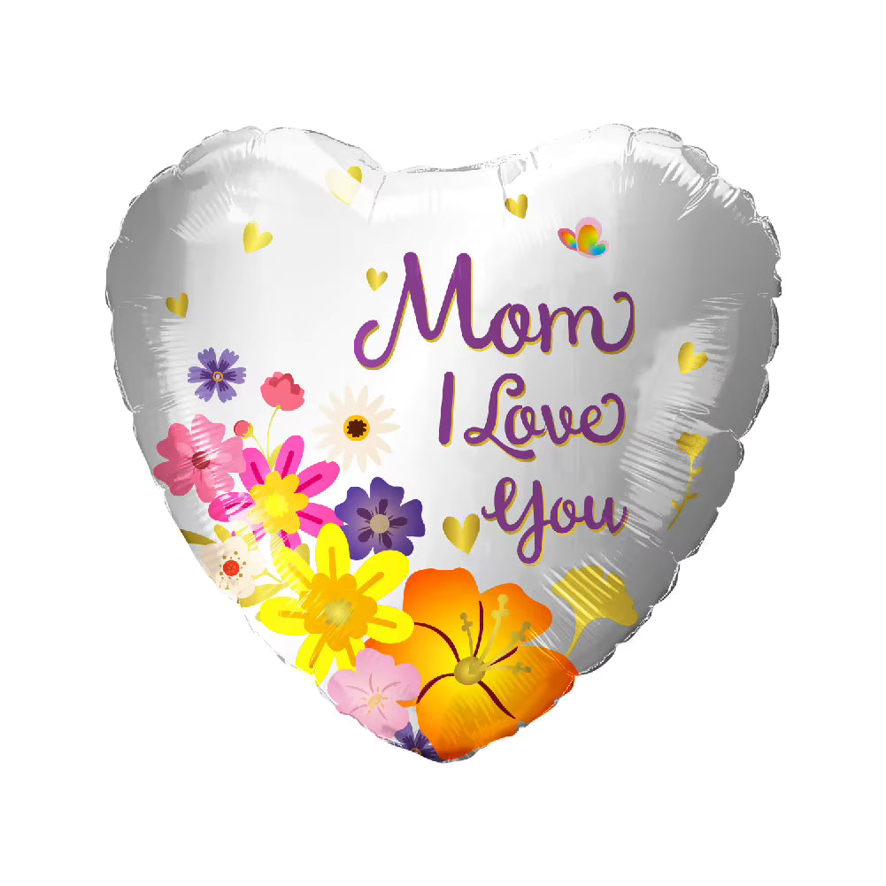'Mom I love you' Grey Balloon