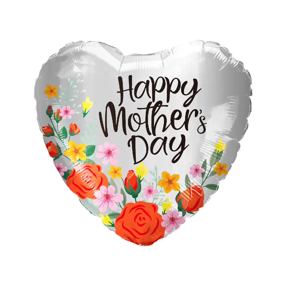 'Happy Mothers Day' Grey Heart Balloon
