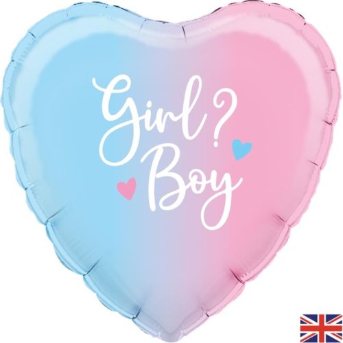 Ombre Heart Gender Reveal Balloon