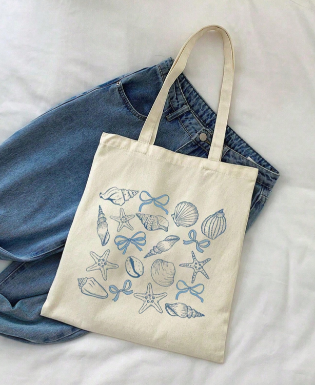 Blue Shells Design Tote Bag