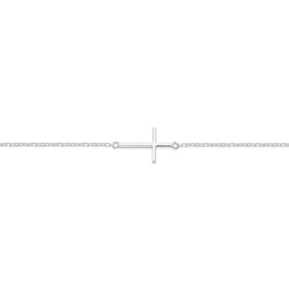 Sterling silver fine cross bracelet
