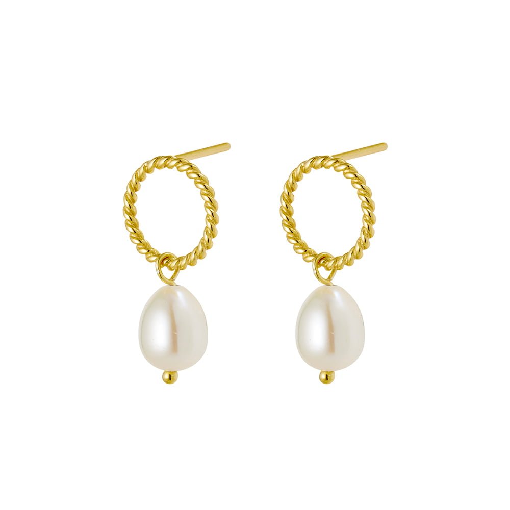 Gold Halo earrings with freshwater pearl